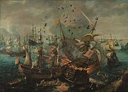 The Battle of Gibraltar, by Hendrick Cornelisz Vroom. (1607)