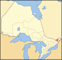 Location of the City of Ottawa in the Province of Ontario, Canada