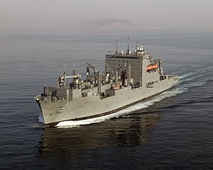 USNS Richard E. Byrd (T-AKE-4) underway outside San Diego harbor.