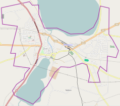 Mapa konturowa Żnina, po prawej znajduje się punkt z opisem „Góra”