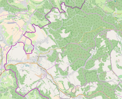 Mapa konturowa Kudowy-Zdroju, u góry znajduje się punkt z opisem „Pstrążna”