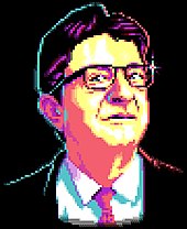 Portrait de Jean-Luc Mélenchon en pixel art disponible sous licence libre sur Wikimedia Commons