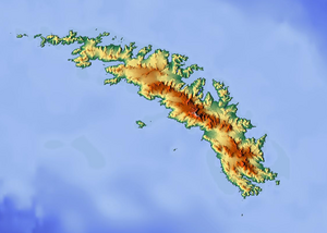 Montague Island på en karta över Sydgeorgien och Sydsandwichöarna