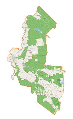 Mapa konturowa gminy Przedbórz, blisko centrum na dole znajduje się punkt z opisem „Gepnerów”