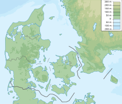 Mapa konturowa Danii, w centrum znajduje się punkt z opisem „Sejerø”