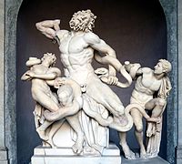 Le groupe du Laocoon, original hellénistique ou copie romaine à partir d'un modèle hellénistique, musée Pio-Clementino.