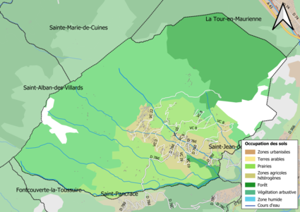 Map of the commune's infrastructure and land use in 2018