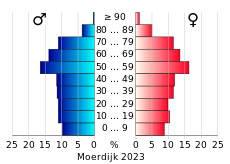 Bevolkingspiramide van de gemeente Moerdijk