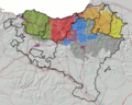 Los dialèctes del basc per Koldo Zuazo. Las zonas en gris èran bascofònas al sègle xix.