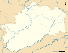 Mapa konturowa Górnej Saony, na dole znajduje się punkt z opisem „Buthiers”