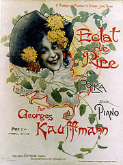 couverture de la partition Éclat de rire . Quart gauche : tête de femme, chapeau fleuri, entourée de fleurs. Informations sur le morceau de musique.