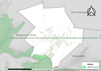 Carte de la ZNIEFF de type 1 sur la commune.