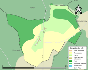 Carte en couleurs présentant l'occupation des sols.