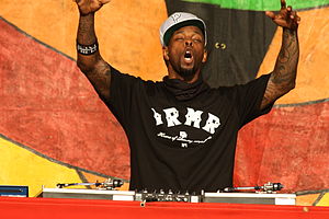 DJ Lord performing with Public Enemy in 2014