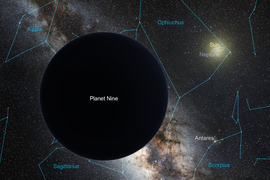 Artist's impression of Planet Nine with labels