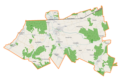 Mapa konturowa gminy Piszczac, blisko centrum u góry znajduje się punkt z opisem „Piszczac”