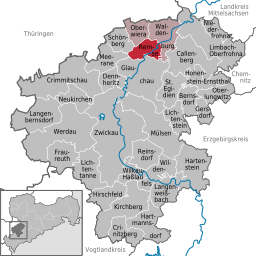 Läget för kommunen Remse i Landkreis Zwickau