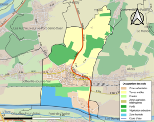 Carte en couleurs présentant l'occupation des sols.