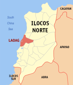 Mapa de Ilocos Norte con Laoag resaltado