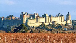 Die Cité de Carcassonne in herfskleure.