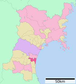 Iwanuman sijainti Miyagin prefektuurissa