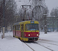 Tatra T3SU № 227 (бывший 4) на конечной «Домостроительный комбинат»(ДСК)