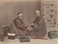 Image 11A doctor checks a patient's pulse in Meiji-era Japan. (from History of medicine)