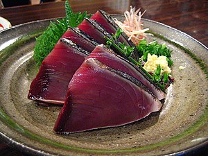 Katsuo no tataki, seared skipjack