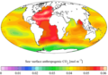 pression anthropique liée au CO2 (années 1990)