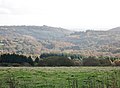 Les monts d'Arrée en direction de Saint-Rivoal vus depuis le sentier de randonnée « Circuit des carrières ».