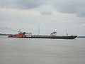 A ship on the Paraguay River viewed from Villa Hayes