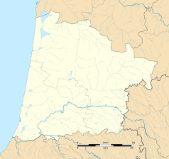 Mapa konturowa Landów, w centrum znajduje się punkt z opisem „Brocas”