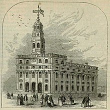 People enter and leave the ornate Nauvoo Temple