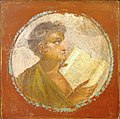 Image 25Roman portraiture fresco of a young man with a papyrus scroll, from Herculaneum, 1st century AD (from History of education)