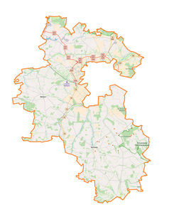 Mapa konturowa powiatu lubelskiego, u góry nieco na prawo znajduje się punkt z opisem „Ciecierzyn”