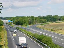 L'autoroute A26 à son croisement avec l'A2, près de Cambrai