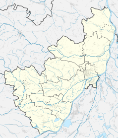 Mapa konturowa powiatu sandomierskiego, po lewej nieco na dole znajduje się punkt z opisem „Klimontów”