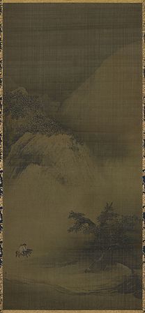 En un paisaje nevado, rollo portátil, 110.3 × 49.7 cm. Tokio, Museo Nacional.