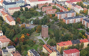 Tornparken sedd från helikopter.