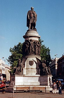 View of statue and monument from ground level