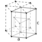 Paketatze trinkoa hexagonoetan, 6 atomoko gelaxka unitatea, adibidez, titanioa, kobaltoa eta zinka