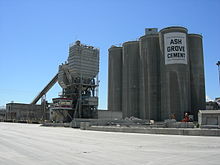 Photo of the exterior of a cement plant