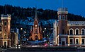 Bragernes kirke og tårnbygningene ved Bragernes torg. Foto: Knut Arne Gjertsen