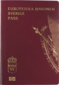 1st generation biometric Swedish passport issued between 2005–2012.