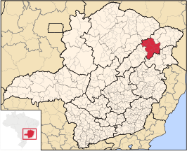 Ligging van de Braziliaanse microregio Araçuaí in Minas Gerais