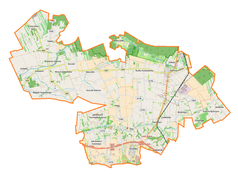 Mapa konturowa gminy Niemce, po prawej nieco u góry znajduje się punkt z opisem „Niemce”