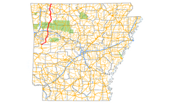 Karte der Arkansas State Route 23