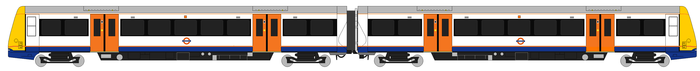 Rappresentazione grafica di un treno diesel classe 172 della Gospel Oak to Barking