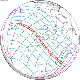 Carte de l'éclipse générale.