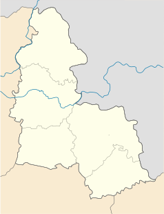 Mapa konturowa obwodu sumskiego, po prawej znajduje się punkt z opisem „Mohrycia”